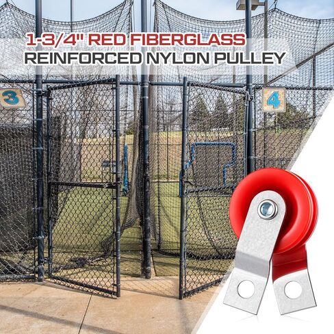 Lounsweer 50 Pcs 1-3/4" Red Nylon Pulley, Fiberglass Reinforced Nylon Pulley, Reinforced Baseball Batting Cage Cable System for Netting Baseball Batting Cages in Saudi Arabia