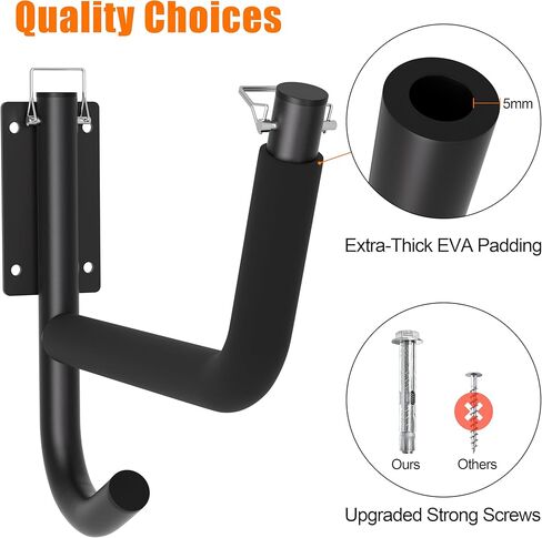 Kayak Wall Rack 2 Pack, Heavy Duty Kayak Hooks for Garage Wall Mount Storage, 300 LB Capacity Kayak Wall Hanger with Fixing Straps and Paddle Board Holder for Kayak, Canoe, Ladder, Surfboards in Kuwait