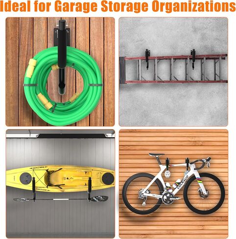 Kayak Wall Rack 2 Pack, Heavy Duty Kayak Hooks for Garage Wall Mount Storage, 300 LB Capacity Kayak Wall Hanger with Fixing Straps and Paddle Board Holder for Kayak, Canoe, Ladder, Surfboards in Kuwait