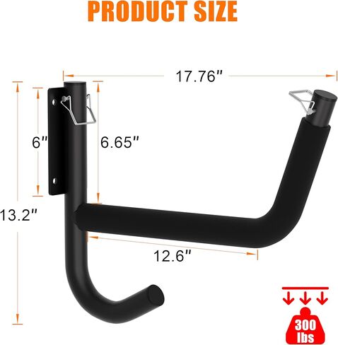 Kayak Wall Rack 2 Pack, Heavy Duty Kayak Hooks for Garage Wall Mount Storage, 300 LB Capacity Kayak Wall Hanger with Fixing Straps and Paddle Board Holder for Kayak, Canoe, Ladder, Surfboards in Kuwait