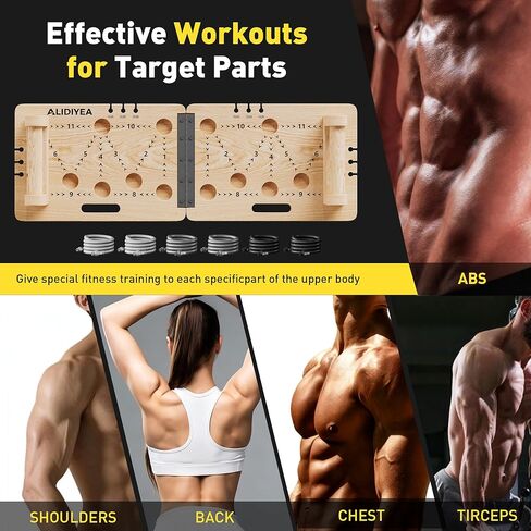 Push Up Board 30 in 1 Foldable with Resistance Bands - Thickened Pine Wood Multi-Push Up Board for Men & Women, Portable Gym/Home Workout Gear for Chest, Shoulders, Arms & Back in Saudi Arabia
