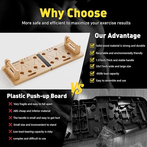 Push Up Board 30 in 1 Foldable with Resistance Bands - Thickened Pine Wood Multi-Push Up Board for Men & Women, Portable Gym/Home Workout Gear for Chest, Shoulders, Arms & Back in Saudi Arabia