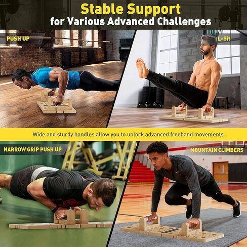 Push Up Board 30 in 1 Foldable with Resistance Bands - Thickened Pine Wood Multi-Push Up Board for Men & Women, Portable Gym/Home Workout Gear for Chest, Shoulders, Arms & Back in Saudi Arabia