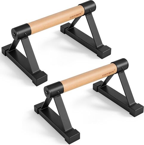EVERYMATE Wood Push Up Bars Parallettes Bars with Rubber Feet, Anti-slip Handstand Bars for Calisthenics, Equipment for Home, Push Up Handles for Floor, Handstand Push Up Handles, Support 600 LB in Saudi Arabia