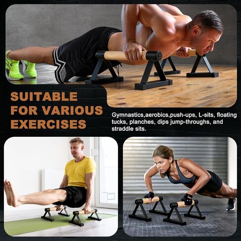 EVERYMATE Wood Push Up Bars Parallettes Bars with Rubber Feet, Anti-slip Handstand Bars for Calisthenics, Equipment for Home, Push Up Handles for Floor, Handstand Push Up Handles, Support 600 LB in Saudi Arabia