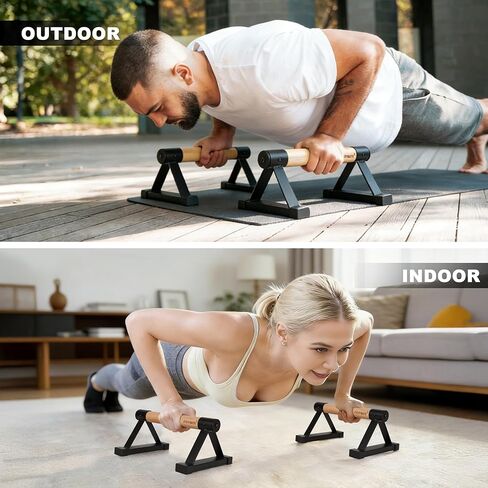 EVERYMATE Wood Push Up Bars Parallettes Bars with Rubber Feet, Anti-slip Handstand Bars for Calisthenics, Equipment for Home, Push Up Handles for Floor, Handstand Push Up Handles, Support 600 LB in Saudi Arabia