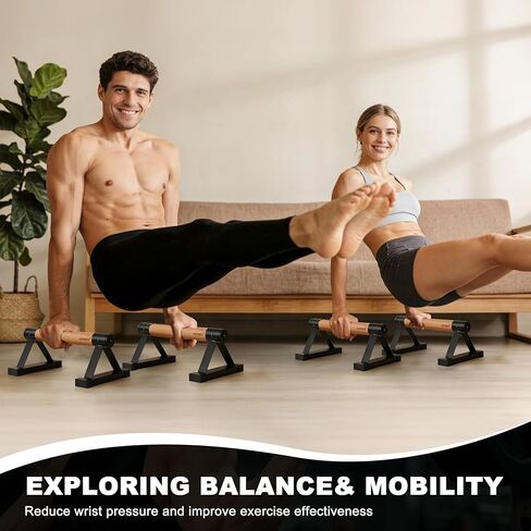 EVERYMATE Wood Push Up Bars Parallettes Bars with Rubber Feet, Anti-slip Handstand Bars for Calisthenics, Equipment for Home, Push Up Handles for Floor, Handstand Push Up Handles, Support 600 LB in Saudi Arabia