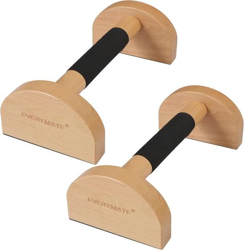EVERYMATE Wood Push Up Bars Parallettes Bars with Rubber Feet, Anti-slip Handstand Bars for Calisthenics, Equipment for Home, Push Up Handles for Floor, Handstand Push Up Handles, Support 600 LB in Saudi Arabia