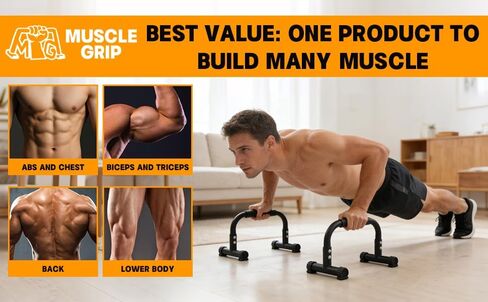 Push Up Bars Parallettes, 10" Heavy-Duty Steel Dip Bars with Non-Slip Foam Handles, Calisthenics Equipment for Handstands, L-Sit & Dips, Home Gym Workout Set with Jump Rope in Saudi Arabia