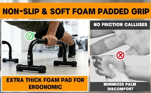 Push Up Bars Parallettes, 10" Heavy-Duty Steel Dip Bars with Non-Slip Foam Handles, Calisthenics Equipment for Handstands, L-Sit & Dips, Home Gym Workout Set with Jump Rope in Saudi Arabia
