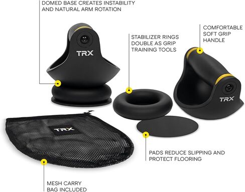 TRX Push-It - مقابض تمرين الضغط لتدريبات القوة، وتمارين الصالة الرياضية المنزلية، ومعدات تمرين الجزء العلوي والجزء الأساسي من الجسم، وحوامل دفع مريحة لتدريب الصدر والذراعين وعضلات البطن in Kuwait