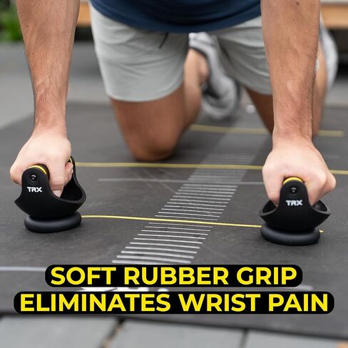 TRX Push-It - مقابض تمرين الضغط لتدريبات القوة، وتمارين الصالة الرياضية المنزلية، ومعدات تمرين الجزء العلوي والجزء الأساسي من الجسم، وحوامل دفع مريحة لتدريب الصدر والذراعين وعضلات البطن in Kuwait