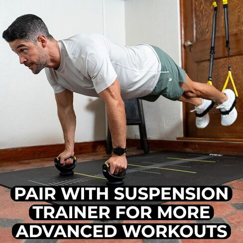 TRX Push-It - مقابض تمرين الضغط لتدريبات القوة، وتمارين الصالة الرياضية المنزلية، ومعدات تمرين الجزء العلوي والجزء الأساسي من الجسم، وحوامل دفع مريحة لتدريب الصدر والذراعين وعضلات البطن in Kuwait