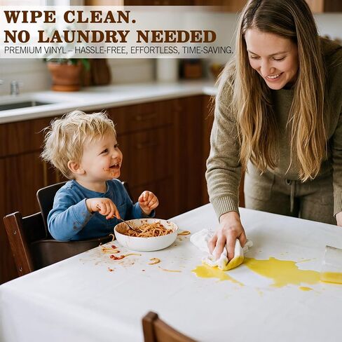وسادة حماية طاولة من الفينيل لغرفة الطعام، مفرش طاولة مقاوم للحرارة والخدش مع دعامة من الفلانيل، سهل التنظيف والتشذيب، غطاء طاولة عالي التحمل مقاوم للماء، وسادة مقاومة للحرارة قابلة لإعادة الاستخدام مقاس 108 بوصة × 54 بوصة in Kuwait