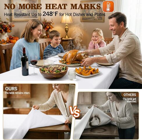 وسادة حماية طاولة من الفينيل لغرفة الطعام، مفرش طاولة مقاوم للحرارة والخدش مع دعامة من الفلانيل، سهل التنظيف والتشذيب، غطاء طاولة عالي التحمل مقاوم للماء، وسادة مقاومة للحرارة قابلة لإعادة الاستخدام مقاس 108 بوصة × 54 بوصة in Kuwait