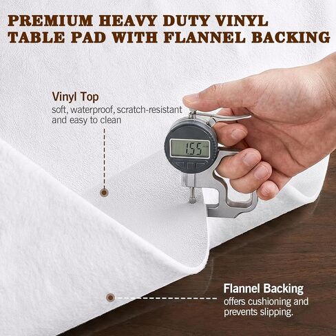 وسادة حماية طاولة من الفينيل لغرفة الطعام، مفرش طاولة مقاوم للحرارة والخدش مع دعامة من الفلانيل، سهل التنظيف والتشذيب، غطاء طاولة عالي التحمل مقاوم للماء، وسادة مقاومة للحرارة قابلة لإعادة الاستخدام مقاس 108 بوصة × 54 بوصة in Kuwait