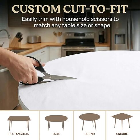 وسادة حماية طاولة من الفينيل لغرفة الطعام، مفرش طاولة مقاوم للحرارة والخدش مع دعامة من الفلانيل، سهل التنظيف والتشذيب، غطاء طاولة عالي التحمل مقاوم للماء، وسادة مقاومة للحرارة قابلة لإعادة الاستخدام مقاس 108 بوصة × 54 بوصة in Kuwait