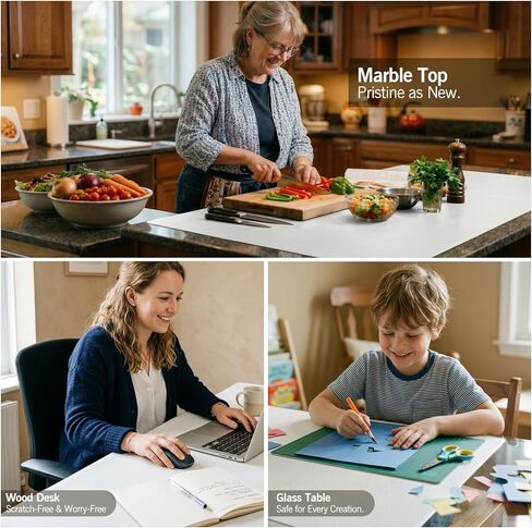 وسادة حماية طاولة من الفينيل لغرفة الطعام، مفرش طاولة مقاوم للحرارة والخدش مع دعامة من الفلانيل، سهل التنظيف والتشذيب، غطاء طاولة عالي التحمل مقاوم للماء، وسادة مقاومة للحرارة قابلة لإعادة الاستخدام مقاس 108 بوصة × 54 بوصة in Kuwait