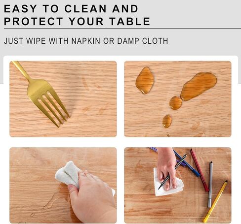 XWZO Clear Plastic Tablecloth Rectangle - 100% Waterproof Oilproof Stain Resistant Wipeable Vinyl Table Cloth, Transparent Cover Protector for Dining, Parties, 60 x 84 Inch in Kuwait