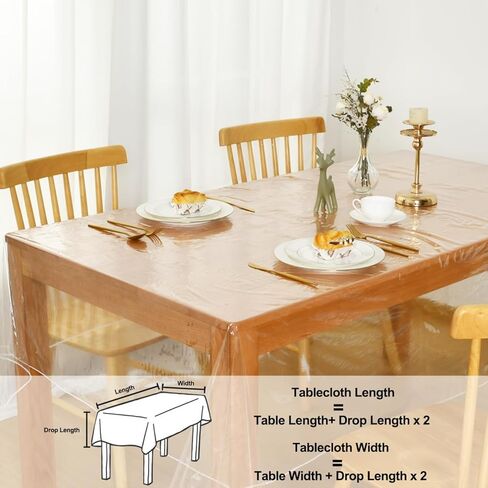 XWZO Clear Plastic Tablecloth Rectangle - 100% Waterproof Oilproof Stain Resistant Wipeable Vinyl Table Cloth, Transparent Cover Protector for Dining, Parties, 60 x 84 Inch in Kuwait