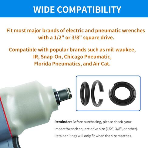 20 Sets 3/8" & 1/2" Impact Retaining Ring Clips with O-Rings, Friction Rings Socket Retainer Kit with Anvil Installation Tool, Compatible with Milwaukee Electric & Pneumatic Impact Wrenches in Saudi Arabia