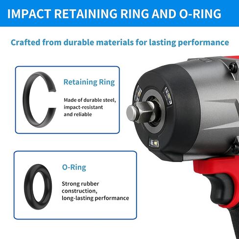 20 Sets 3/8" & 1/2" Impact Retaining Ring Clips with O-Rings, Friction Rings Socket Retainer Kit with Anvil Installation Tool, Compatible with Milwaukee Electric & Pneumatic Impact Wrenches in Saudi Arabia