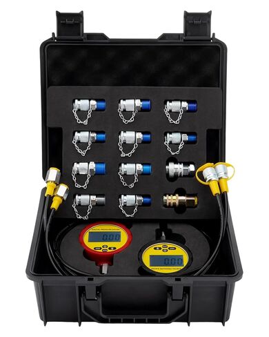 مجموعة قياس الضغط الهيدروليكي الرقمي، 10000PSI/700BAR/70Mpa مجموعة تشخيص الكل في واحد مع 2 مقياس ضغط رقمي، 10 وصلات اختبار (G、M、UNF、NPT、ZG)، 2 موصلات سريعة، 2 خرطوم وحقيبة حمل in Kuwait