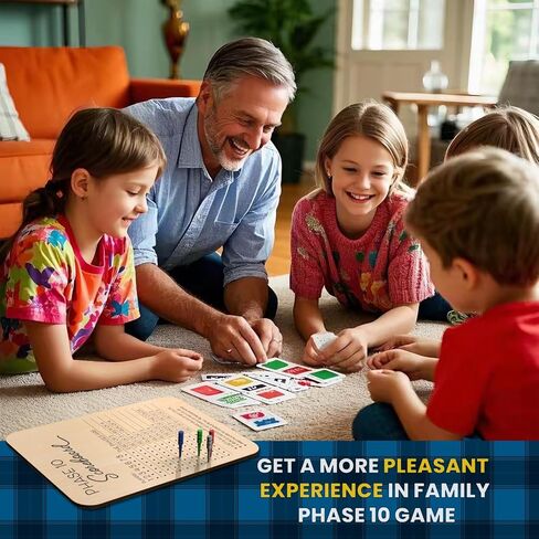 Phase 10 Score Board, Wooden Scoreboard for Phase 10 Card Game with 8 Colored Cribbage Pegs, Fun Board Card Games Accessories for Adults, Families, Parties & Travel in Kuwait