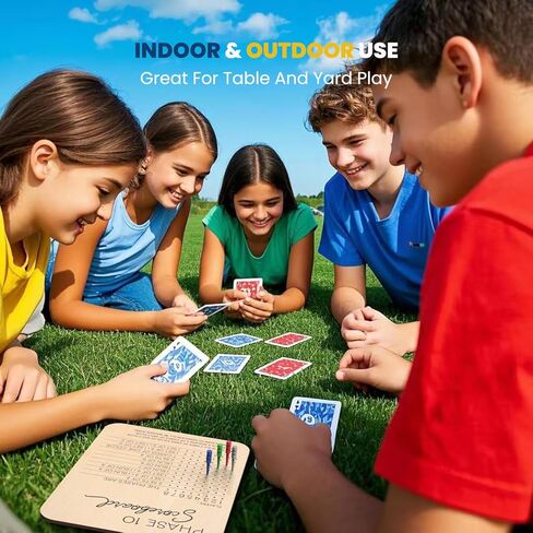 Phase 10 Score Board, Wooden Scoreboard for Phase 10 Card Game with 8 Colored Cribbage Pegs, Fun Board Card Games Accessories for Adults, Families, Parties & Travel in Kuwait