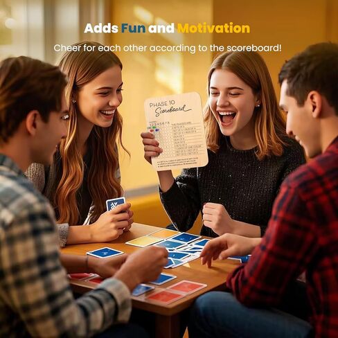 Phase 10 Score Board, Wooden Scoreboard for Phase 10 Card Game with 8 Colored Cribbage Pegs, Fun Board Card Games Accessories for Adults, Families, Parties & Travel in Kuwait