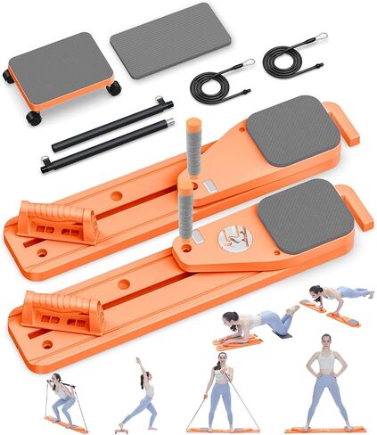 Pilates Board, 12 in 1 Mini Plilates Reformer Set, Multifuncional Portable Pilates Reformers Board for Home Workout, Free Combination 100+ Exercise Mode in Saudi Arabia