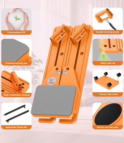 Pilates Board, 12 in 1 Mini Plilates Reformer Set, Multifuncional Portable Pilates Reformers Board for Home Workout, Free Combination 100+ Exercise Mode in Saudi Arabia