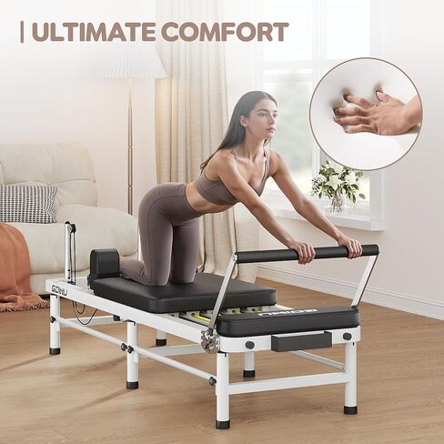 Pilates Reformer, 91" Foldable Reformer Pilates Machine with High & Low Mode, 3 in 1 Pilates Equipment for Home Use with Springs & Cords and Jumpboard in Kuwait