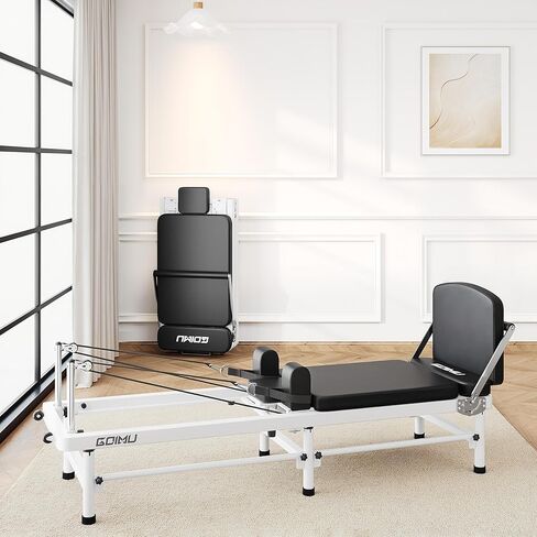 Pilates Reformer, 91" Foldable Reformer Pilates Machine with High & Low Mode, 3 in 1 Pilates Equipment for Home Use with Springs & Cords and Jumpboard in Kuwait