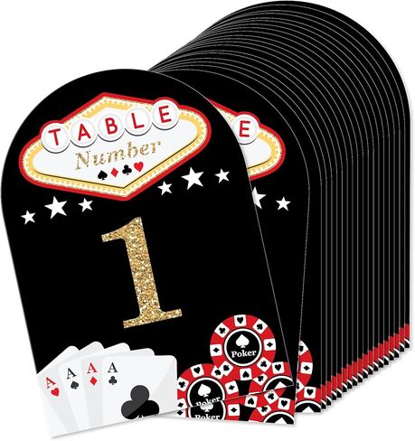 Big Dot of Happiness Las Vegas - Casino Party Double-Sided 5 x 7 inches Cards - Table Numbers - 1-20 in Saudi Arabia