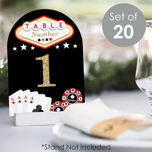 Big Dot of Happiness Las Vegas - Casino Party Double-Sided 5 x 7 inches Cards - Table Numbers - 1-20 in Saudi Arabia