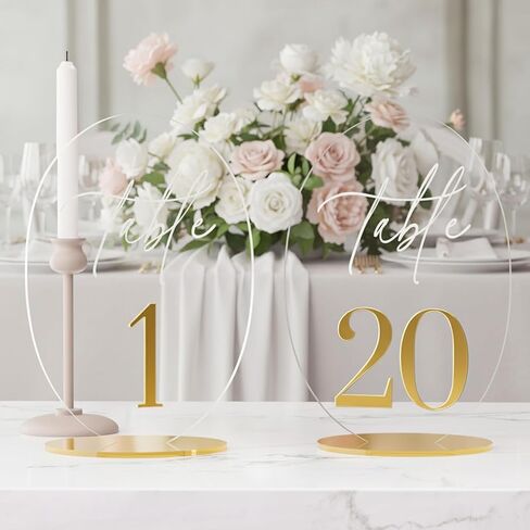 Wedding Table Number 1-20 with Stand,Gold Arched Acrylic Sign with Holder for Wedding Reception,Centerpiece,Anniversary in Kuwait