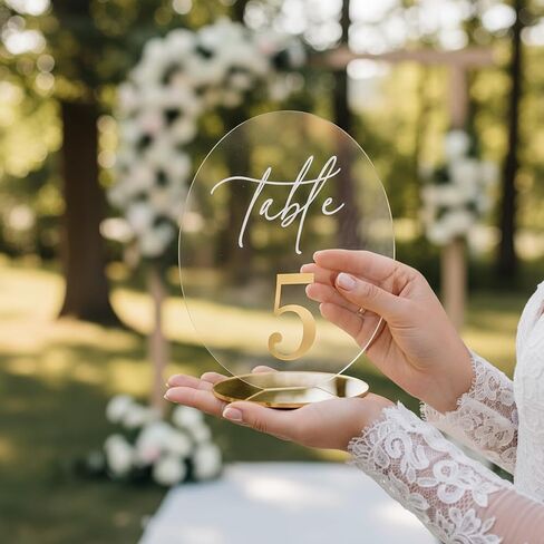 Wedding Table Number 1-20 with Stand,Gold Arched Acrylic Sign with Holder for Wedding Reception,Centerpiece,Anniversary in Kuwait