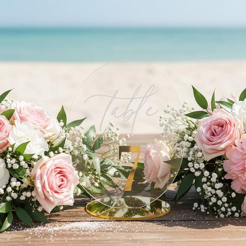 Wedding Table Number 1-20 with Stand,Gold Arched Acrylic Sign with Holder for Wedding Reception,Centerpiece,Anniversary in Kuwait