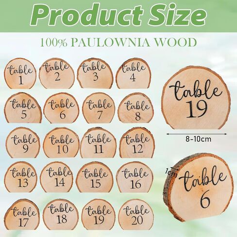 Novabright 20 Pcs Numbers Rustic Wood Table Numbers Set Wedding Table Number for Wedding Centerpieces Banquet Seating Rustic Party Anniversary Event Decoration in Saudi Arabia