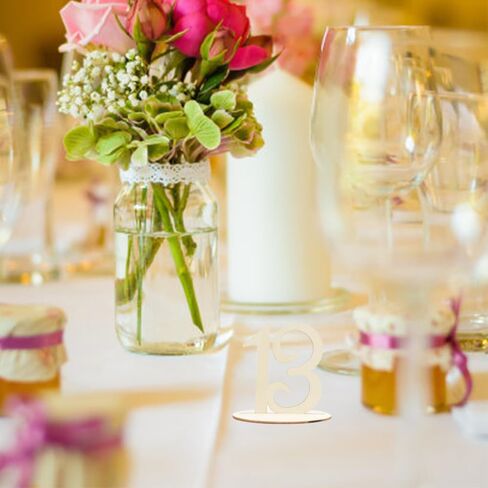 20 Pieces Wooden Table Numbers, Table Number 1 to 20, Hollowed-out Engraving Design Tables Numbers With Stand Base for Restaurant, Banquet, Party in Kuwait