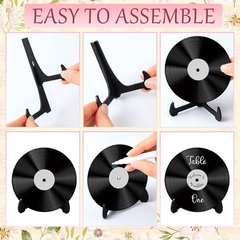 Novabright 20 Pcs Vinyl Record Wood Wedding Table Numbers with Easel Stand Retro Music Wedding Party Decorations for Reception DIY Doodle Fake Records Table Signs with 3 Markers for Souvenir Gifts in Kuwait