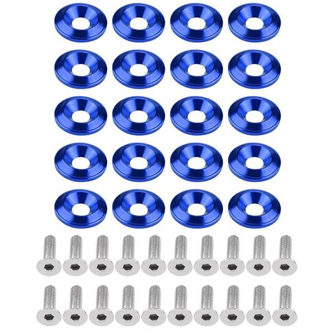 20Pcs Bumper Washer Bolt,Bolts and Rivet Nuts,Aluminum Bumper/Washer Bolt Engine Bay Dress Up Kit for Car Bumpers Trunk Hatch Lids (Red) in Saudi Arabia