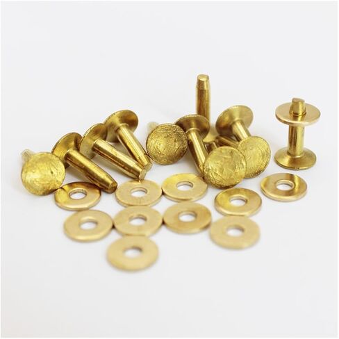 Yjin Store Copper Brass Hose Saddlers Rivets with Washers (Color : Brass, Size : 9x7mm 10 Sets) in Kuwait