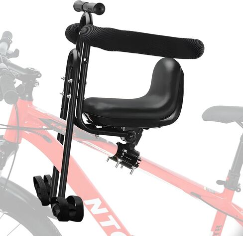 مقعد دراجة أطفال مثبت على الأمام للكبار MTB - حامل دراجات تفاعلي للأطفال الصغار مع حاجز حماية كامل ودواسات قدم وأشرطة قدم قابلة للإزالة، ارتفاع قابل للتعديل للأطفال من عمر 1 إلى 5 سنوات (حتى 55 رطلاً) in Kuwait