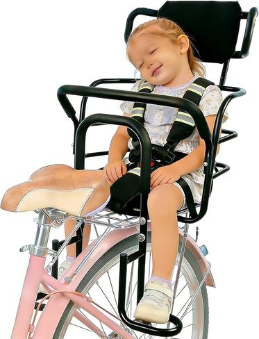 Rear Kids Bike Seat, Heavy Duty Back Mount Kid's Bike Seat for Aged 18 Month - 8 Years Old, Child Carrier Bike Chair for Bicycle Kids Seat, Foam Seat Belt with Reflective Strip in Saudi Arabia