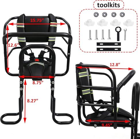 Rear Kids Bike Seat, Heavy Duty Back Mount Kid's Bike Seat for Aged 18 Month - 8 Years Old, Child Carrier Bike Chair for Bicycle Kids Seat, Foam Seat Belt with Reflective Strip in Saudi Arabia