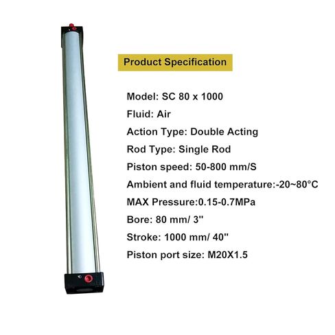 Air Cylinder Pneumatic Cylinder Aluminum Alloy Double Acting Single Rod Bore 3 inch Magnetic Stroke 40 inch in Kuwait