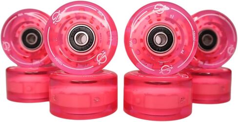 عجلات تزلج دوارة مضيئة - مجموعة من 8 عجلات LED مزدوجة اللون مع محامل - 58 مم × 32 مم - داخلي/خارجي (زهرة الزهرة) in Kuwait