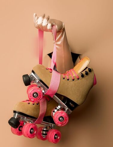 عجلات تزلج دوارة مضيئة - مجموعة من 8 عجلات LED مزدوجة اللون مع محامل - 58 مم × 32 مم - داخلي/خارجي (زهرة الزهرة) in Kuwait